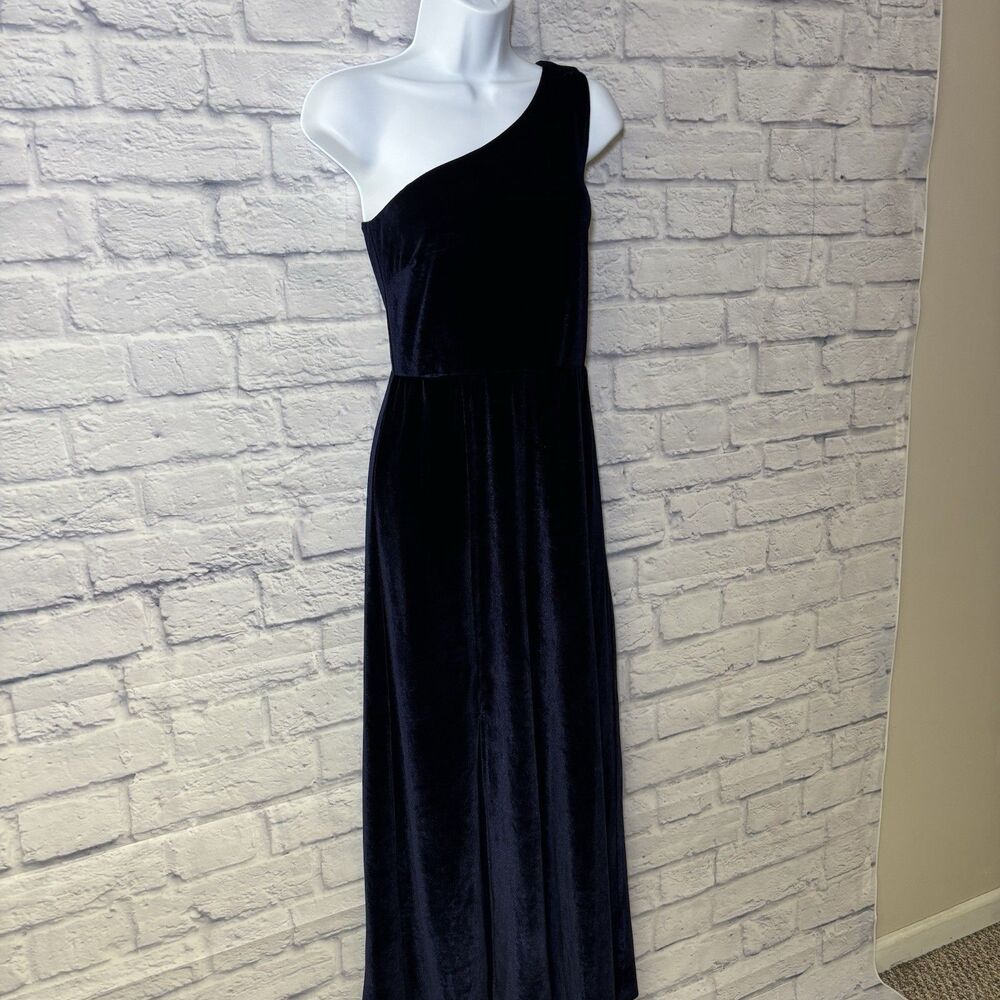 Baltic Born Tatiana Velvet One Shoulder Maxi Dress Medium Midnight Blue - Picture 10 of 16